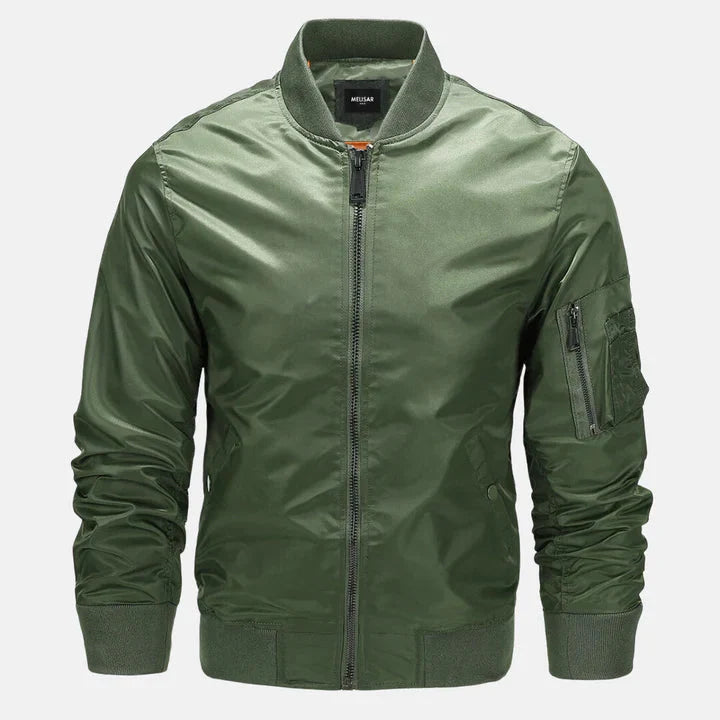 Men's bomber jacket zip-up windproof for spring and autumn, military-inspired style