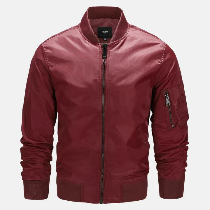 Men's bomber jacket zip-up windproof for spring and autumn, military-inspired style