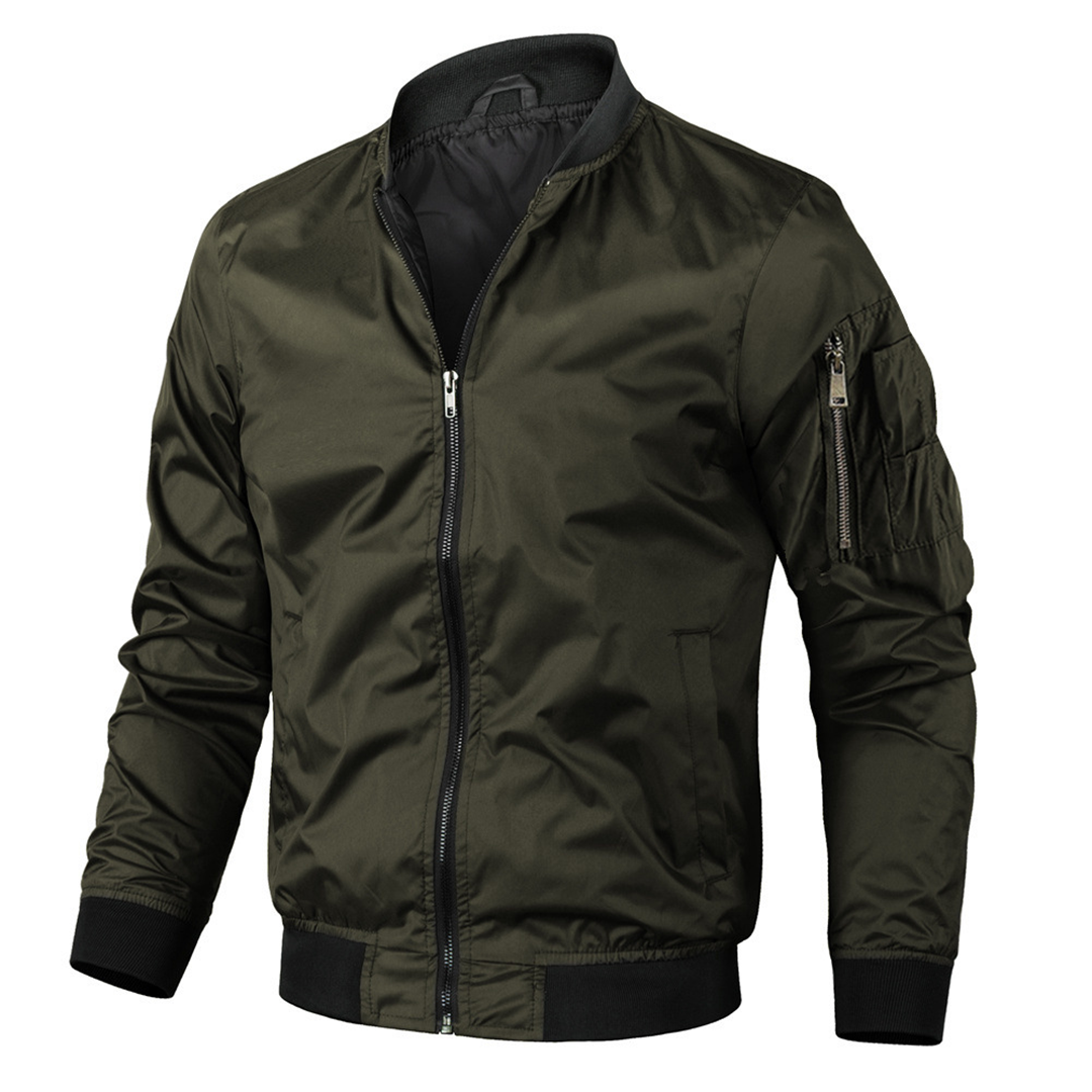 Men's vintage bomber jacket zip-up in multiple colors, casual fall outerwear