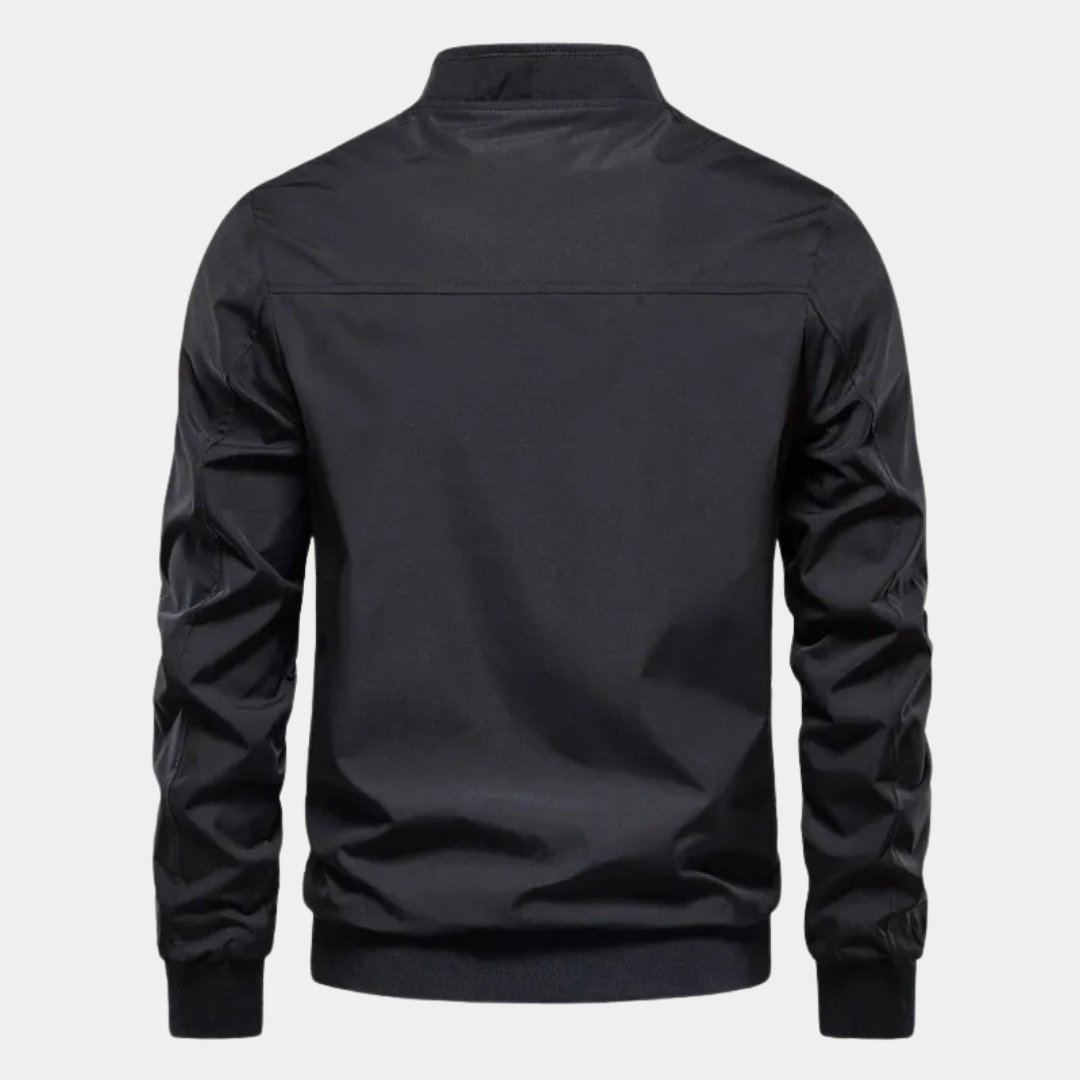 Men windbreaker bomber jacket zip up wind-resistant lightweight