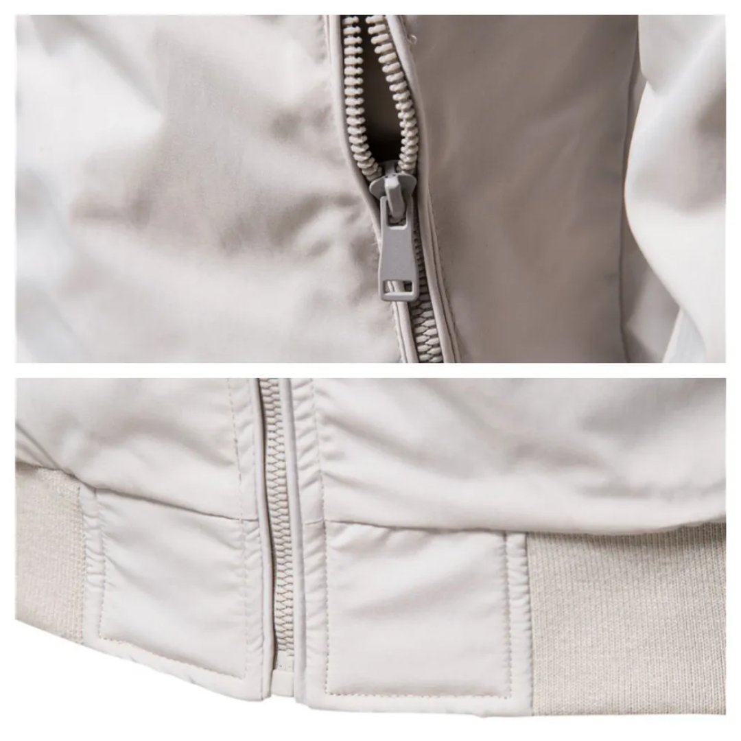 Men windbreaker bomber jacket zip up wind-resistant lightweight