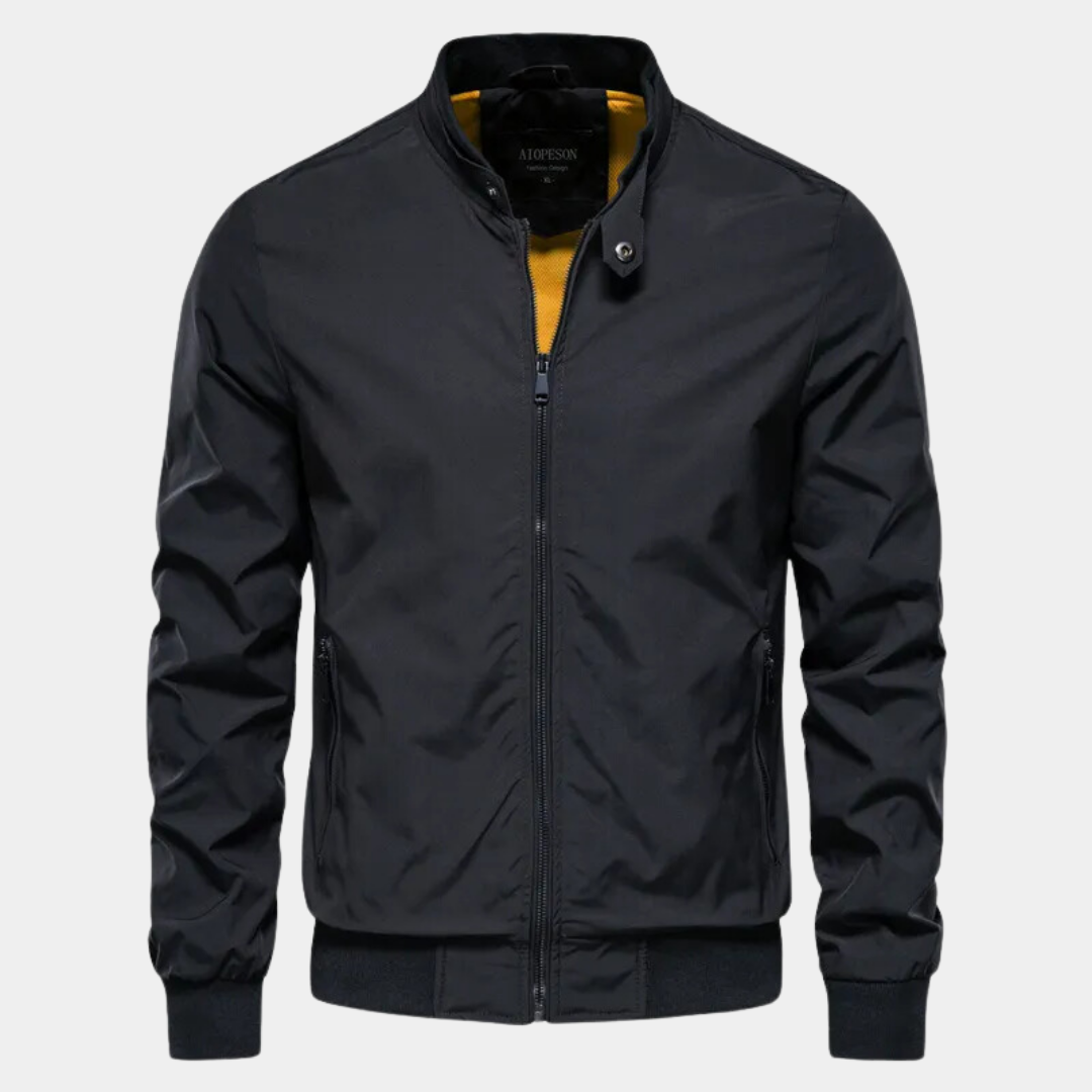Men windbreaker bomber jacket zip up wind-resistant lightweight