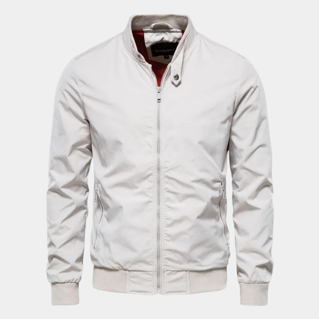 Men windbreaker bomber jacket zip up wind-resistant lightweight
