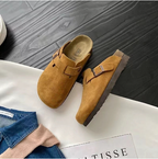 Women's clogs with adjustable buckle strap, casual comfort slip-on style