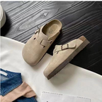 Women's clogs with adjustable buckle strap, casual comfort slip-on style