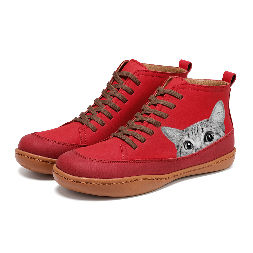 Women cat print winter boots with warm thermal lining sizes EU 35-43