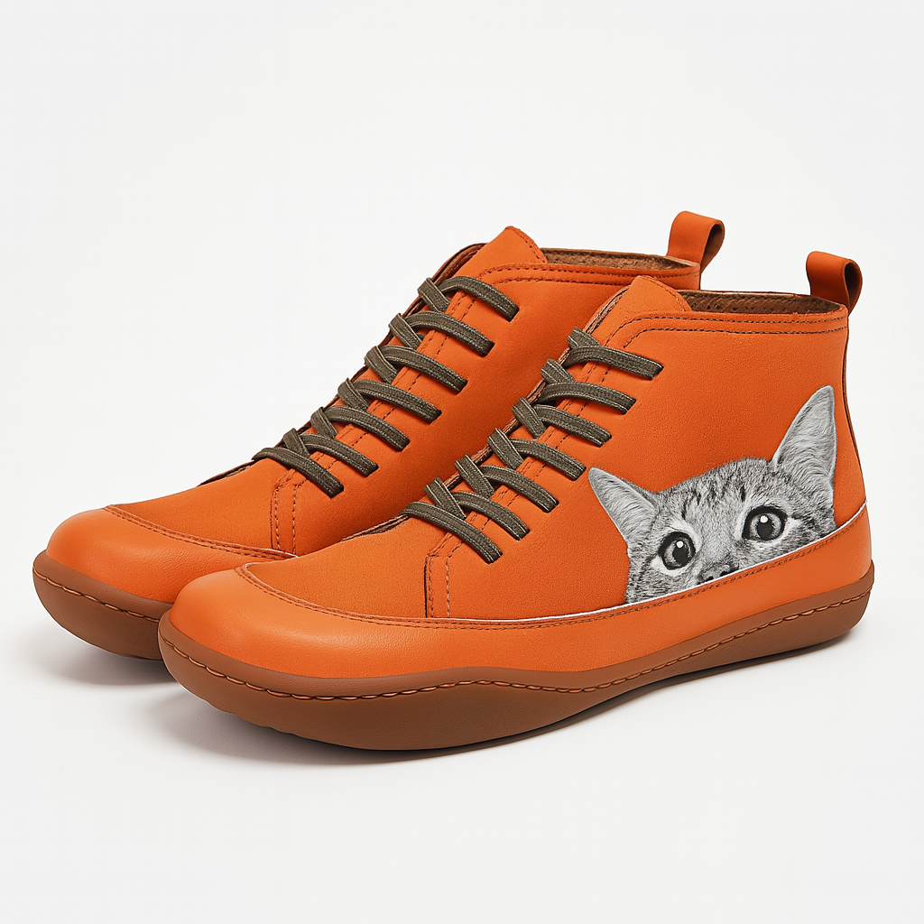 Women cat print winter boots with warm thermal lining sizes EU 35-43