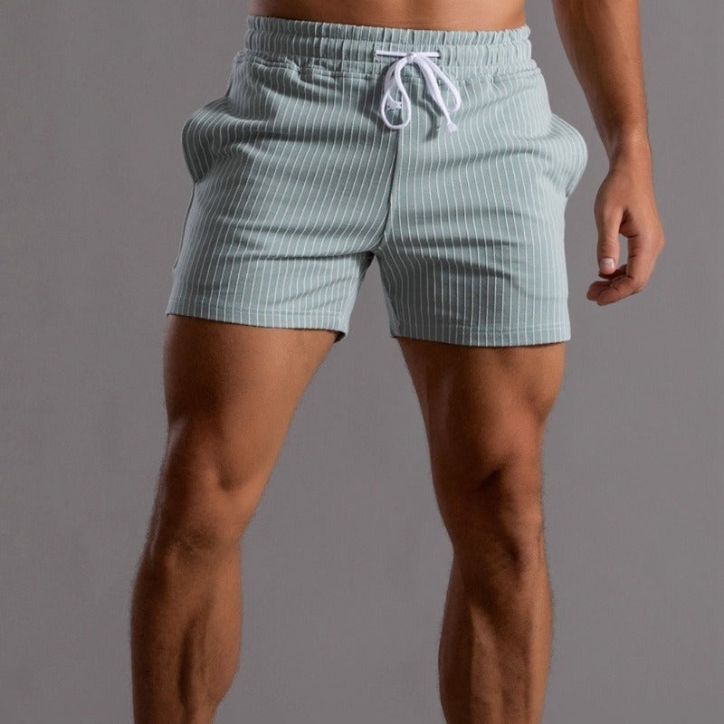 Men's summer trousers with stripe pattern and elastic drawstring waist, lightweight casual fit