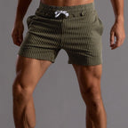 Men's summer trousers with stripe pattern and elastic drawstring waist, lightweight casual fit