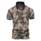 Men's Hawaiian polo shirt tropical print short sleeve summer