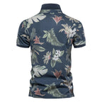Men's Hawaiian polo shirt tropical print short sleeve summer