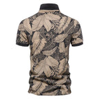 Men's Hawaiian polo shirt tropical print short sleeve summer
