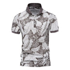 Men's Hawaiian polo shirt tropical print short sleeve summer