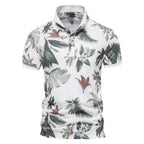 Men's Hawaiian polo shirt tropical print short sleeve summer