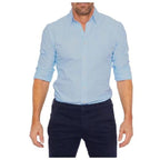 Men wrinkle free long sleeve dress shirt button up in multiple colors