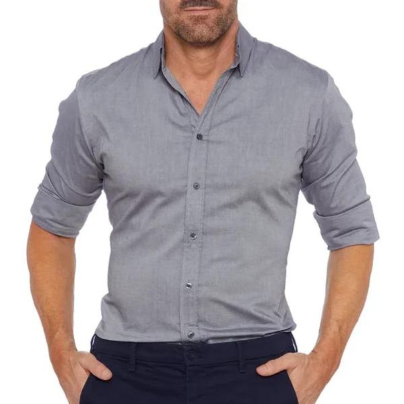 Men wrinkle free long sleeve dress shirt button up in multiple colors