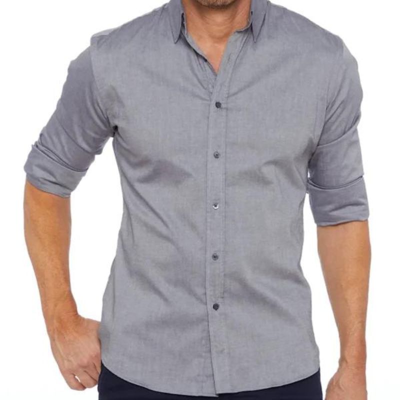 Men wrinkle free long sleeve dress shirt button up in multiple colors