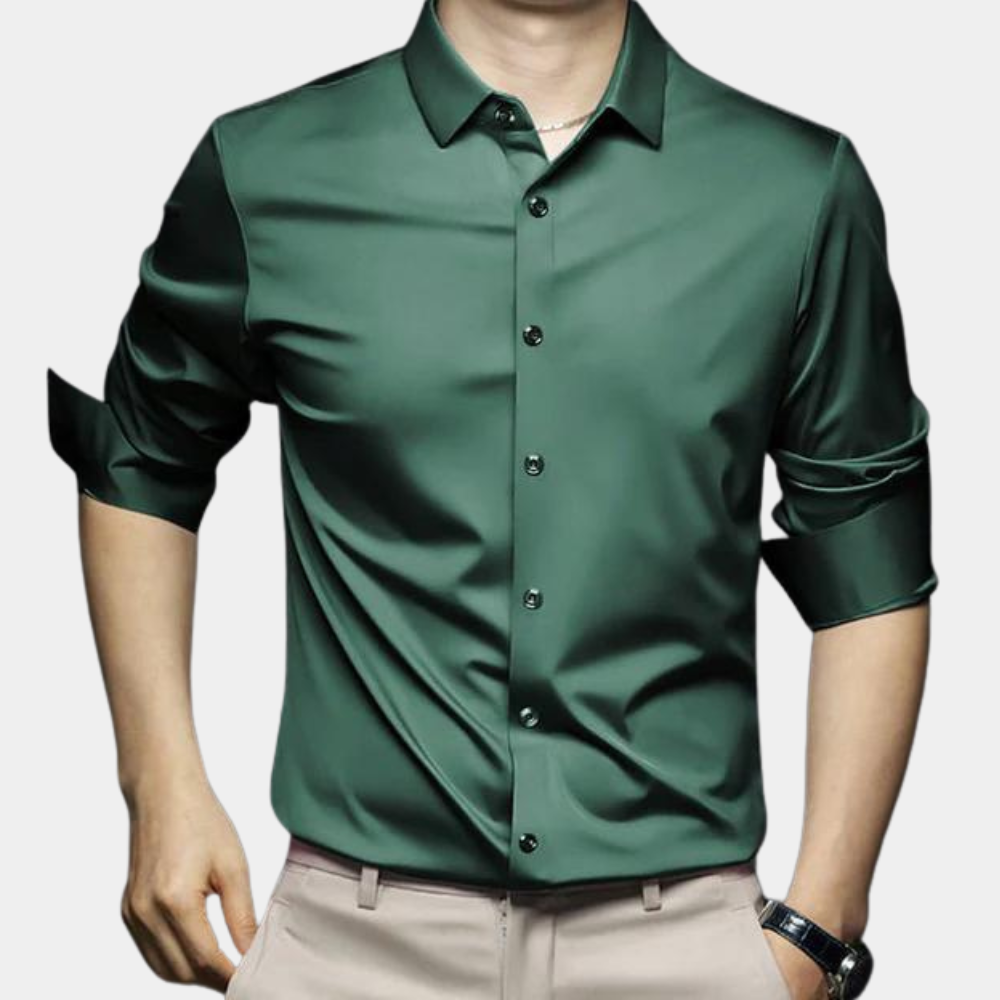 Men long sleeve wrinkle free button up shirt regular fit