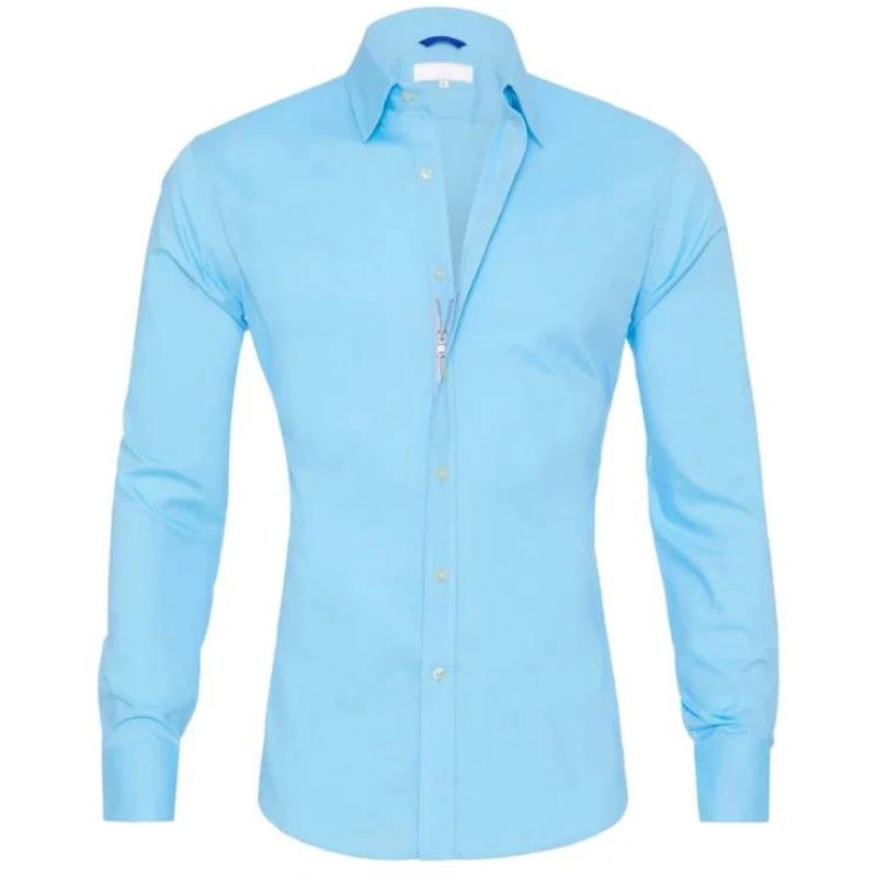 Men wrinkle free long sleeve dress shirt button up in multiple colors