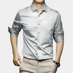 Men long sleeve wrinkle free button up shirt regular fit