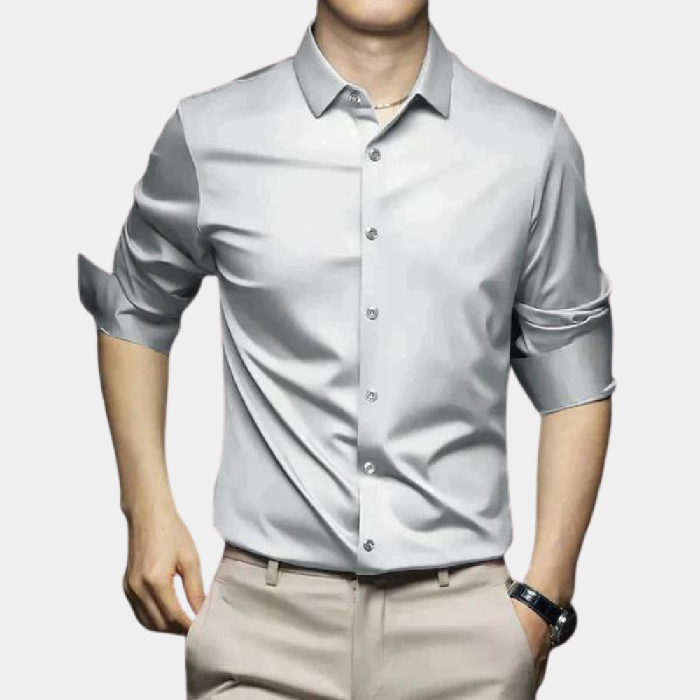 Men long sleeve wrinkle free button up shirt regular fit