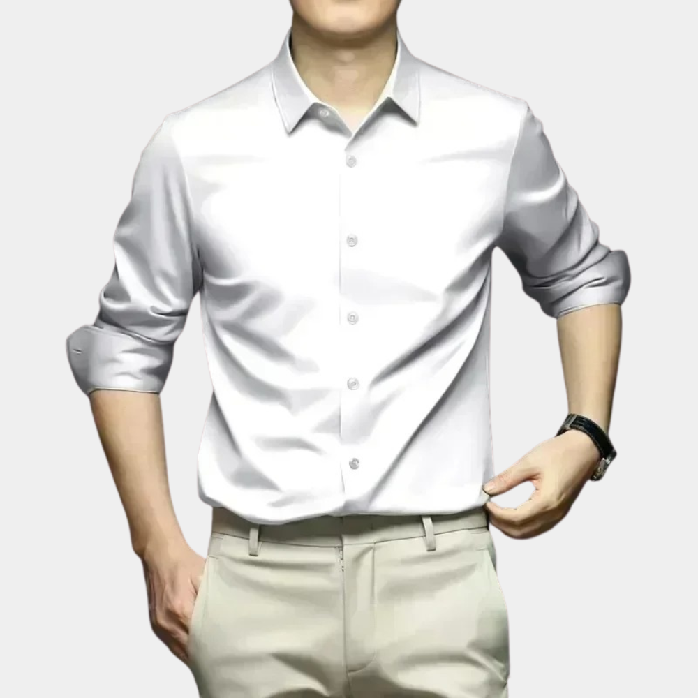 Men long sleeve wrinkle free button up shirt regular fit