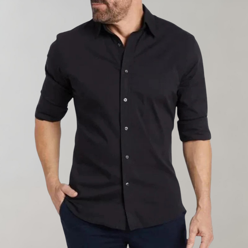 Men wrinkle free dress shirt collared button up in multiple colours