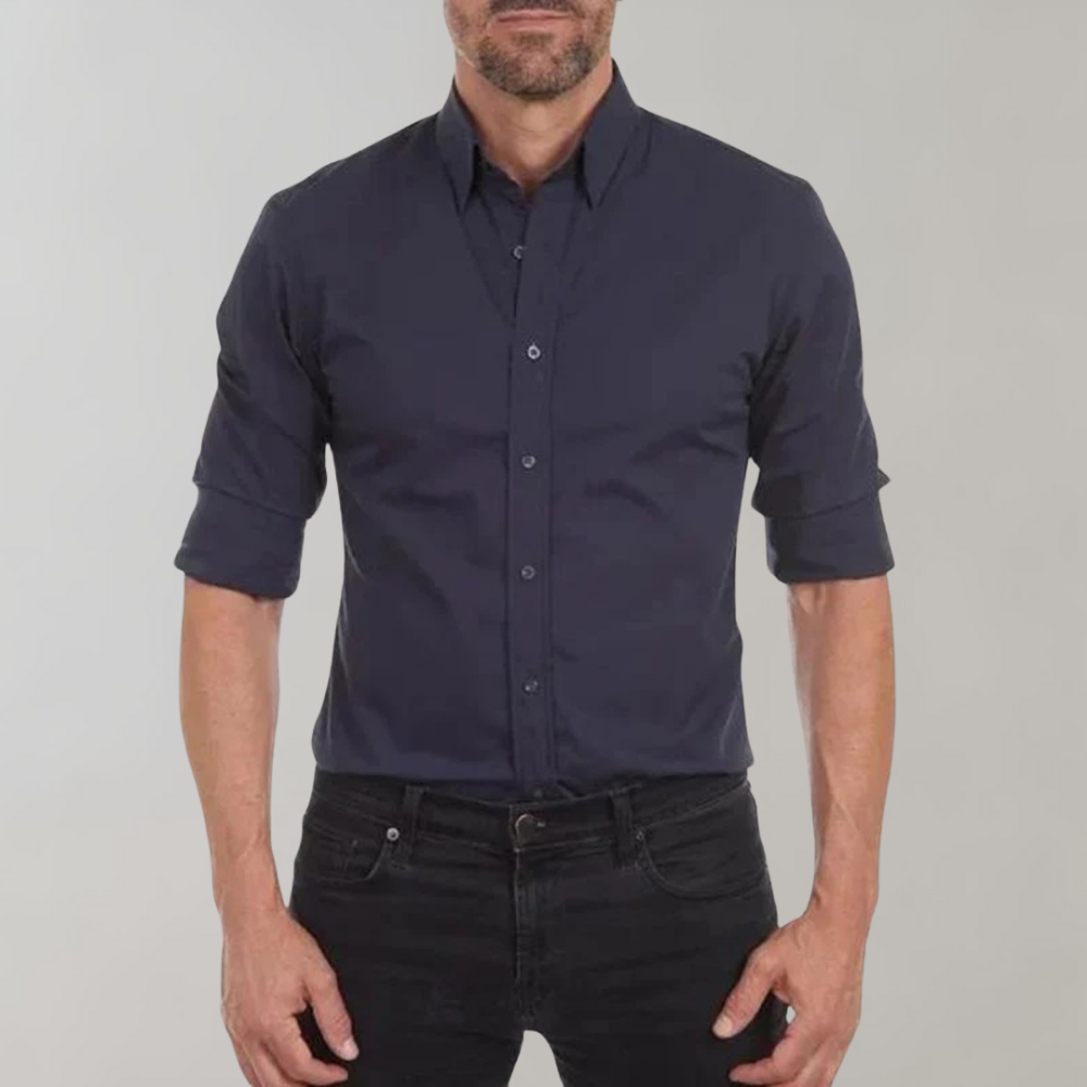 Men wrinkle free dress shirt collared button up in multiple colours