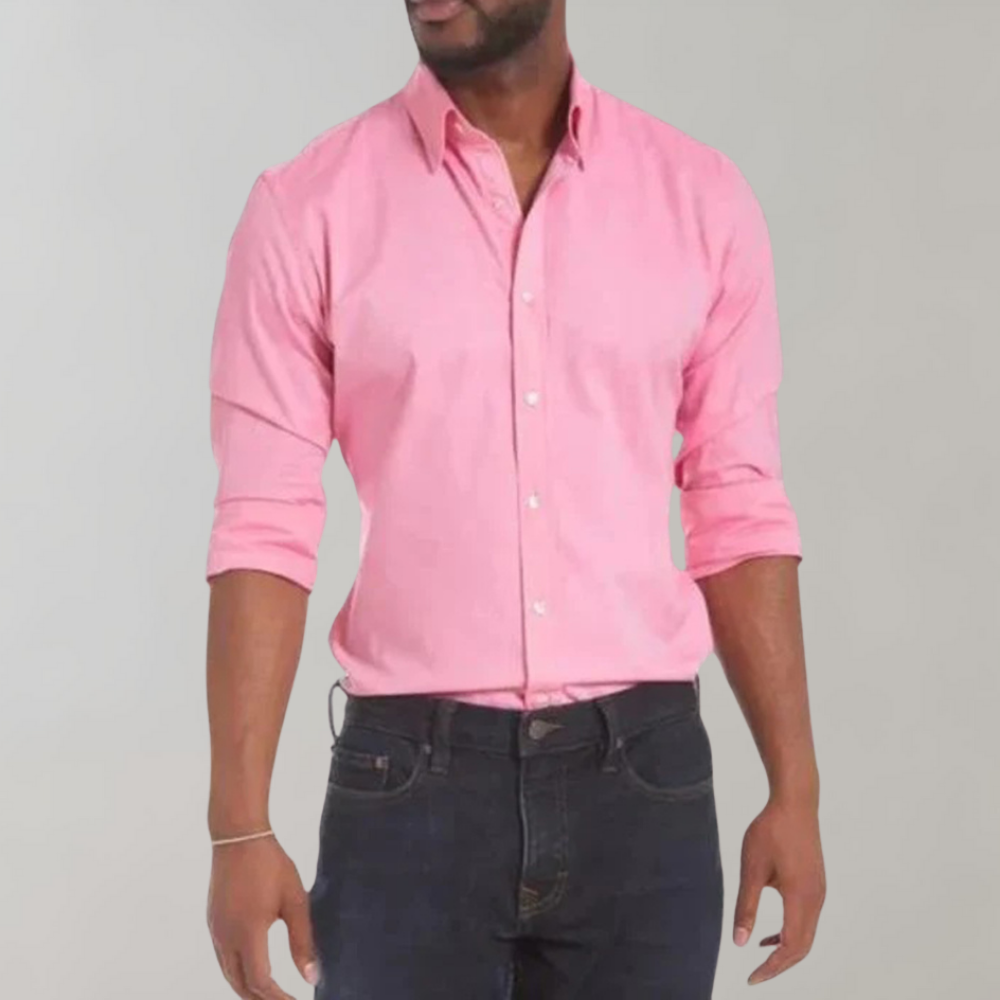Men wrinkle free dress shirt collared button up in multiple colours