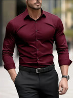 Men's wrinkle-free slim fit button-up dress shirt in multiple colors