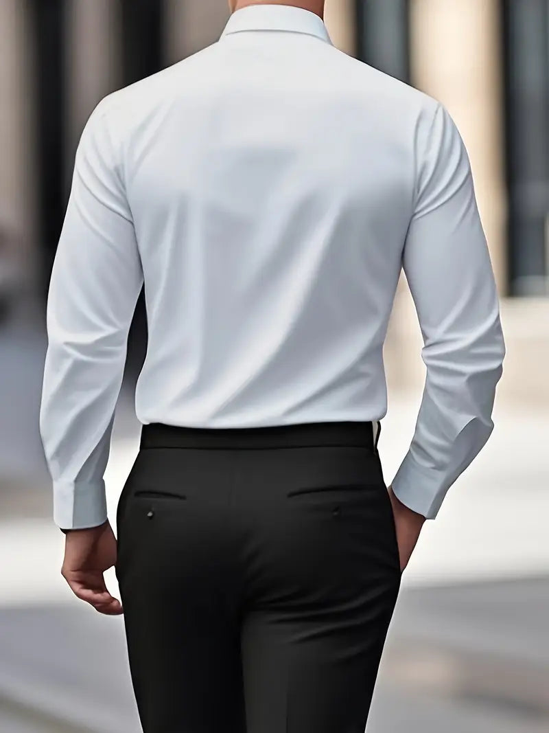 Men's wrinkle-free slim fit button-up dress shirt in multiple colors