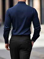 Men's wrinkle-free slim fit button-up dress shirt in multiple colors