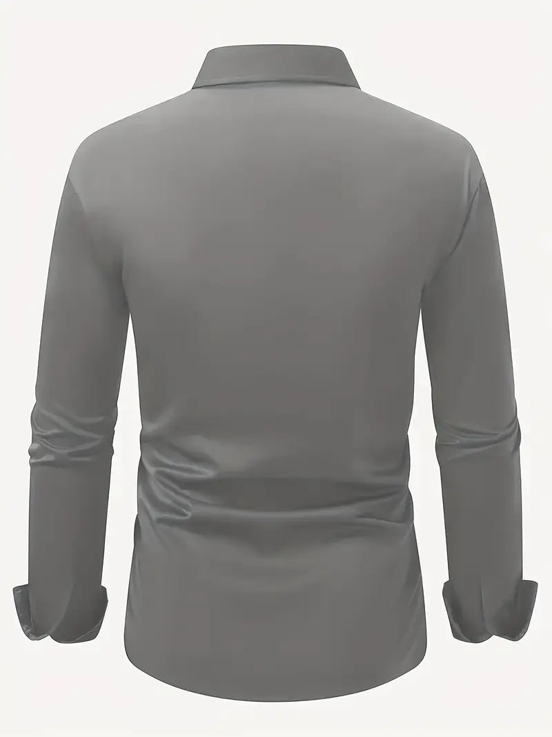 Men's wrinkle-free slim fit button-up dress shirt in multiple colors