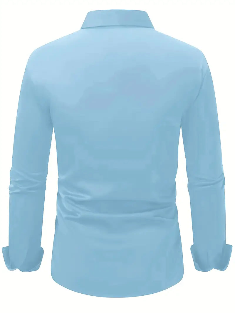 Men's wrinkle-free slim fit button-up dress shirt in multiple colors