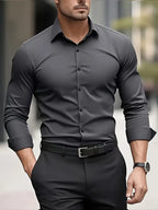 Men's wrinkle-free slim fit button-up dress shirt in multiple colors