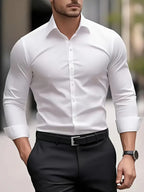 Men's wrinkle-free slim fit button-up dress shirt in multiple colors