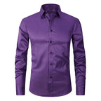Men non iron long sleeve dress shirt button up in multiple colors