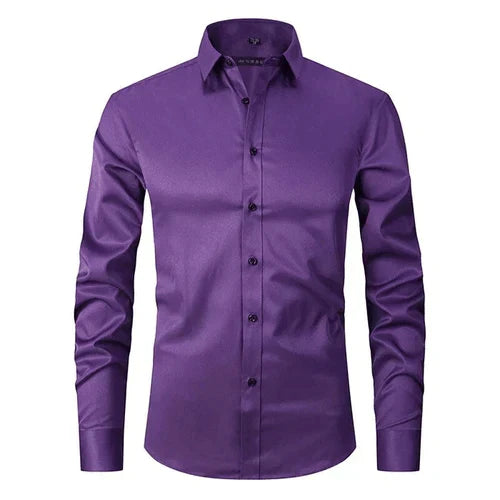Men non iron long sleeve dress shirt button up in multiple colors