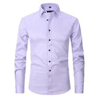 Men non iron long sleeve dress shirt button up in multiple colors