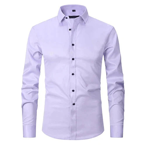 Men non iron long sleeve dress shirt button up in multiple colors