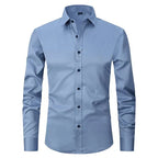 Men non iron long sleeve dress shirt button up in multiple colors