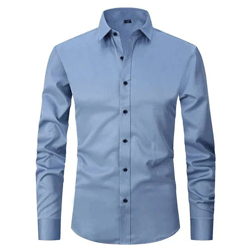 Men non iron long sleeve dress shirt button up in multiple colors