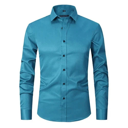 Men non iron long sleeve dress shirt button up in multiple colors