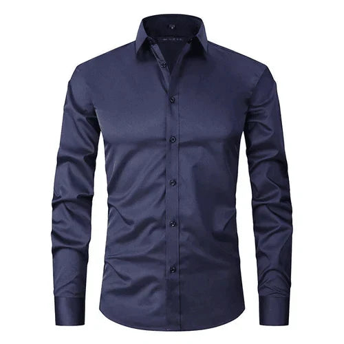 Men non iron long sleeve dress shirt button up in multiple colors