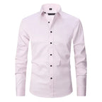 Men non iron long sleeve dress shirt button up in multiple colors