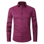 Men non iron long sleeve dress shirt button up in multiple colors