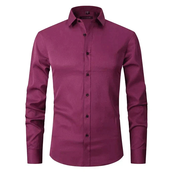 Men non iron long sleeve dress shirt button up in multiple colors