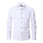 Men non iron long sleeve dress shirt button up in multiple colors
