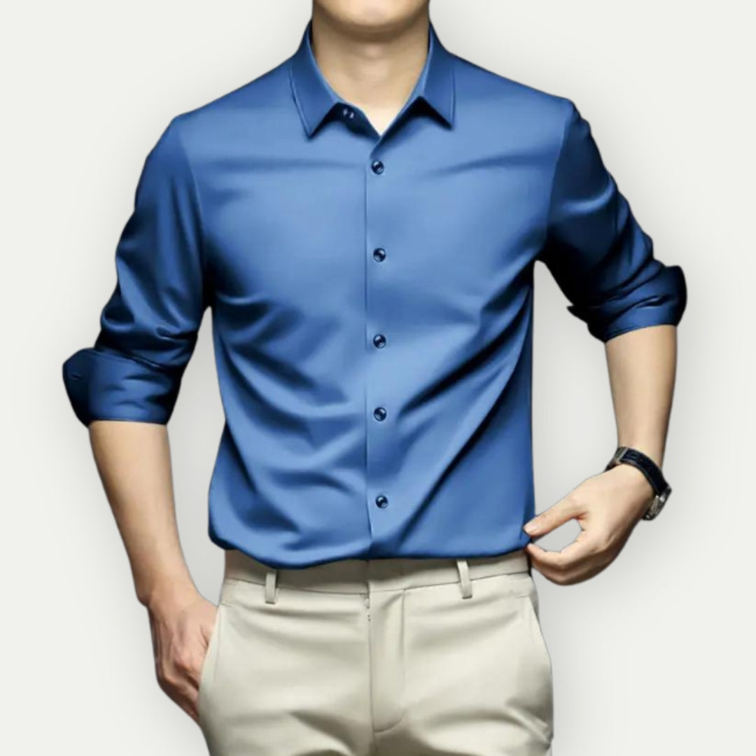 Men wrinkle free button down dress shirt long sleeve classic collar