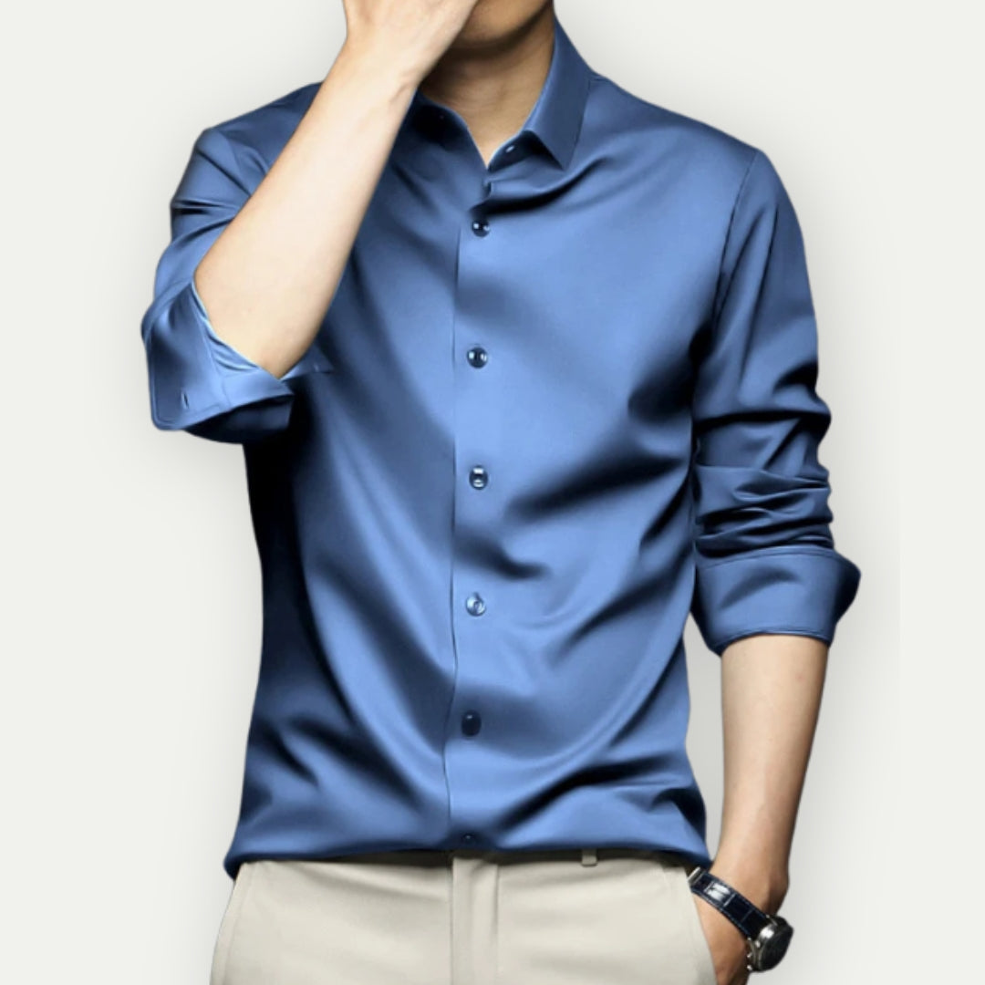 Men wrinkle free button down dress shirt long sleeve classic collar